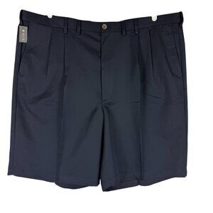 Haggar Cool 18 Men's UPF 50 Pleated Expandable Waist Navy Shorts Big/Tall 48 NWT